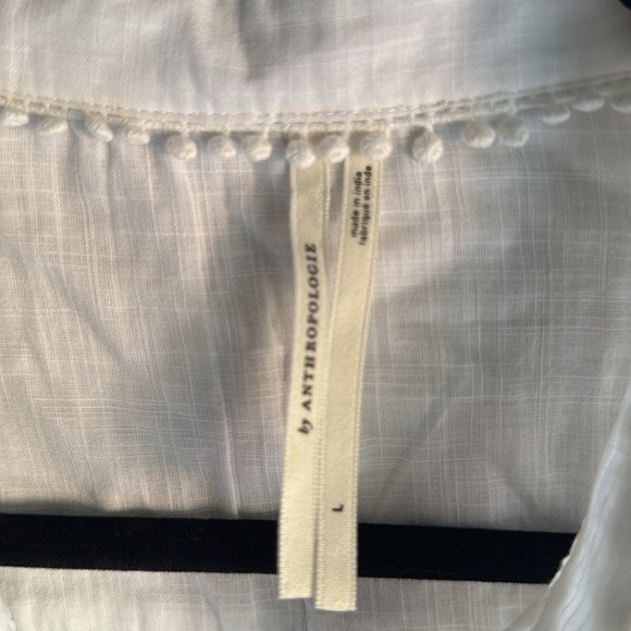 BLACK FRIDAY ! ANTHROPOLOGIE ☀️ White Smocked Waist Honeycomb Details Blouse - Picture 8 of 10